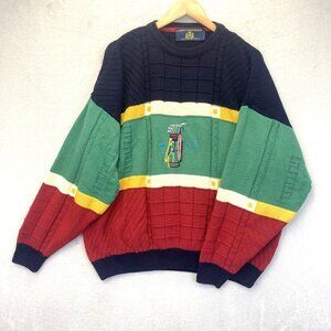 Vintage 90s Baggy Golf Sweater Mens Large Ireland Blarney Castle Designs Relaxed